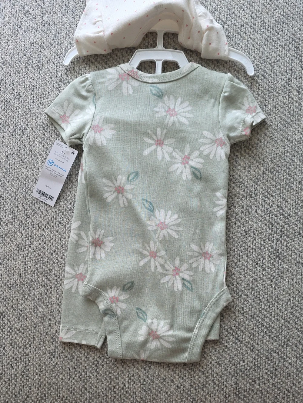 Carter's Mint Green Floral Baby Onesie Set with Pink Accents